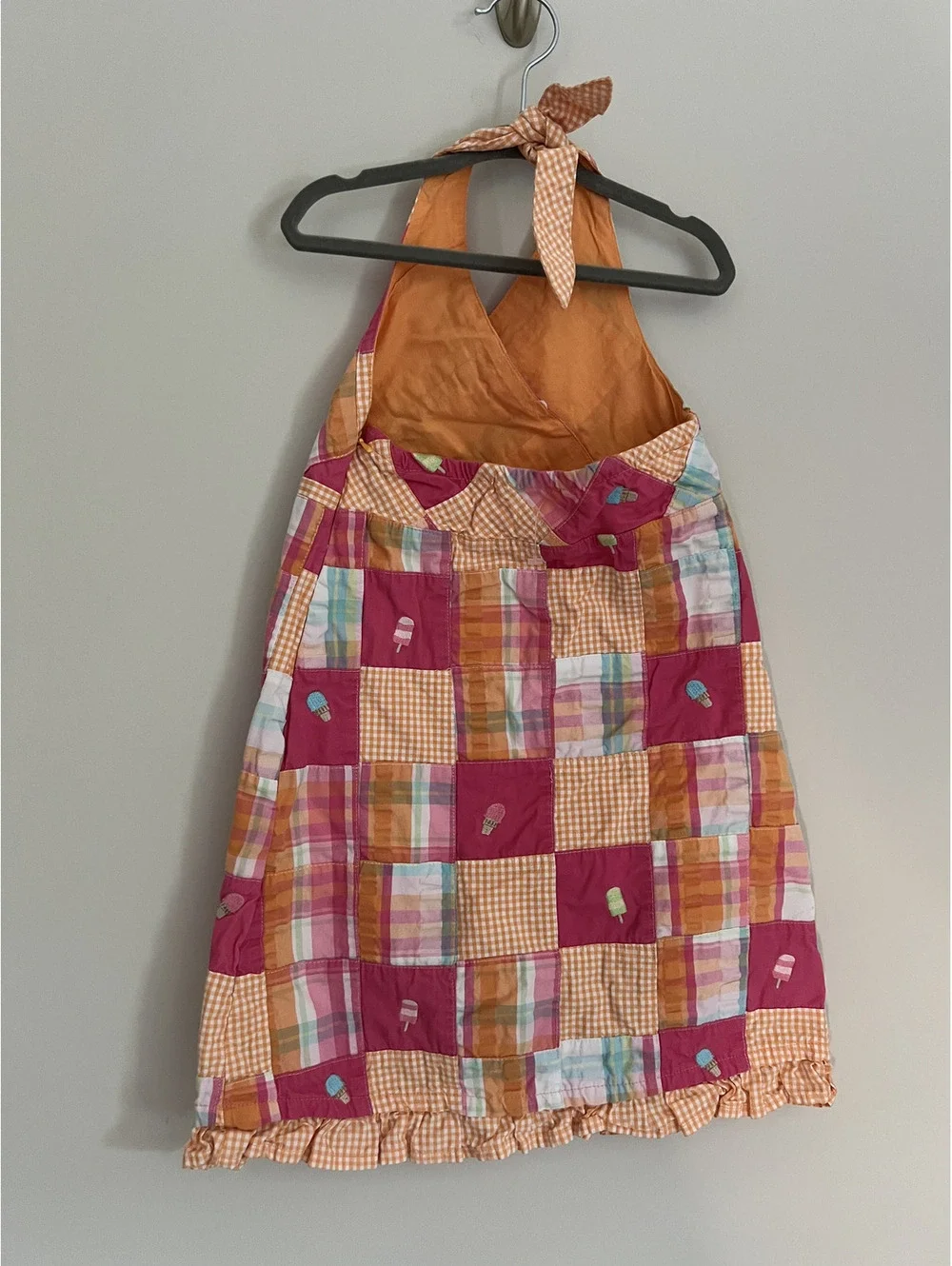Y2K Gymboree Orange Pink Ice Cream Patchwork Halter Dress